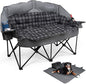 Double Camping Chair Padded Loveseat Camping Couch, Oversized 2 Person Camp Chairs with 2 in 1 Carry Bag, Heavy Duty Folding Lawn Chair Sofa with Cup Holders for Adults Patio Backyard Beach, Gray - color: Gray