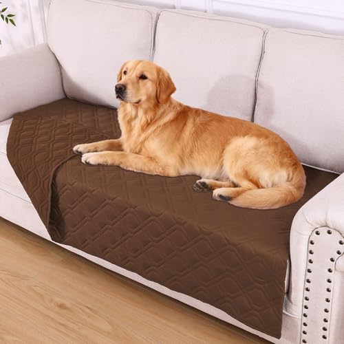 hyha Waterproof Dog Bed Blanket, Soft Pet Blankets, Waterproof Couch Cover for Dogs, Reversible Sofa Covers Washable for Furniture (40x70 Inch, Brown/Brown) - color: Brown+brown, size: 40x70 Inch