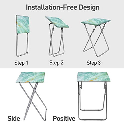 Garden 4 you Folding TV Tray Table,TV Dinner Table with Sturdy MDF Top,Eating Trays for Living Room with No Assembly Required, 2PCS (Sea Blue) - color: Sea Blue, size: 2pcs