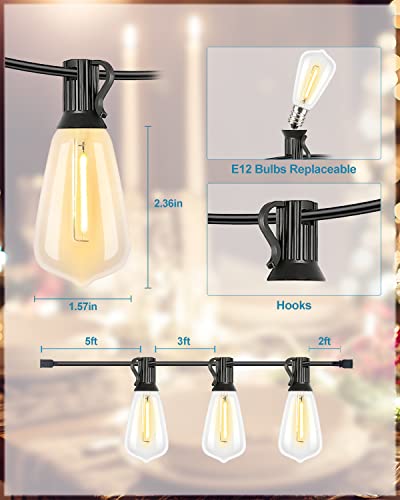 Lightdot 450FT Outdoor String Lights, LED Bistro String Lights with Shatterproof ST38 Bulbs, 2200K Dimmable, Waterproof Hanging Lights for Porch, Party, Garden, Backyard, Balcony - size: 450 ft