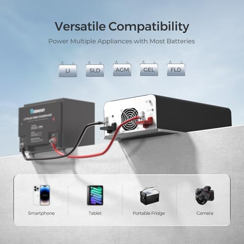 Renogy Inverter PUH, 1000W Pure Sine Wave Power Inverter with UPS Transfer Switch & Bluetooth, 12V DC to 120V AC Converter for RV, Truck, Home,Camping - 2000W Surge Power, Remote Monitoring - size: 1000W(Built-in BT & ATS)