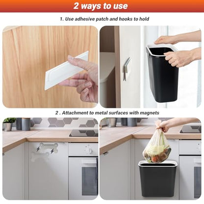 Skyflame 2.1 Gallon Magnetic Garbage Can, BBQ Grills Utensils Organizer Holder, Wall-Mounted Hanging Trash Bin for Kitchen, Cabinet, Door, Bedroom, Bathroom, Camping - color: Black