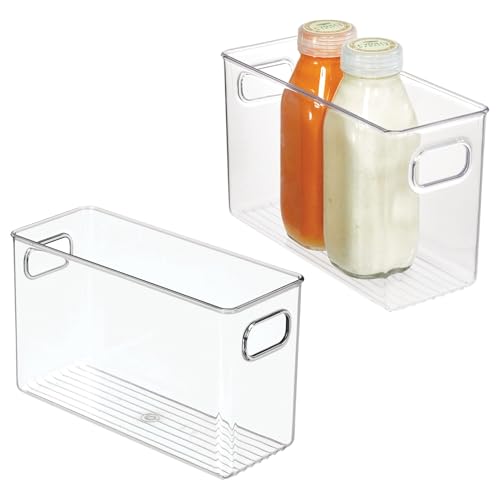 iDesign Slim Clear Plastic Storage Bin, Tall Narrow, 2-Pack | Organizer for Kitchen, Fridge, Pantry - style: Pack of 2