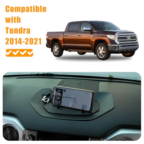 Black ABS Car Center Console Dash Table Storage Tray Fit for Toyota Tundra 2014-2021 Instrument Organizer Phone Holder Cradle Accessories (Without Mobile Phone Holder) - style: Without Mobile Phone Holder