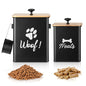 Dog Treat Containers Set of 2, Dog Food Storage Containers with Airtight Lids, Metal dog treat jars for Kitchen Countertop, Pet Food Canister Keep Snack Fresh, 5.9"×5.9"×7.1", Black - size: 5.9*7.1&4.9*6.1