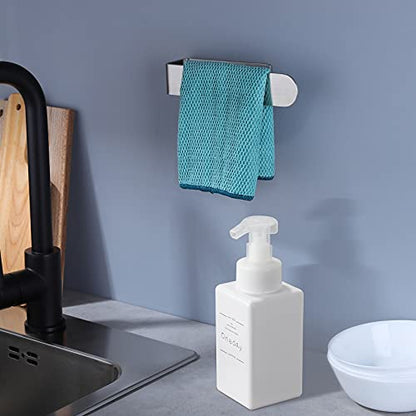 Taozun Hand Towel Holder/Towel Bar - Self Adhesive Hand Towel Rack Stainless Steel Towel Ring for Bathroom Kitchen, 2 Packs - color: Silver, size: 8-inch(2 Pack)