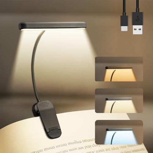 Rechargeable Book Light for Reading in Bed 25 LED - Eye Caring 15 Level Stepless Dimming, Extended 90Hrs Runtime, Lightweight Clip on Light, Gifts for Book Lovers, Black - color: Black, size: 25 LEDs