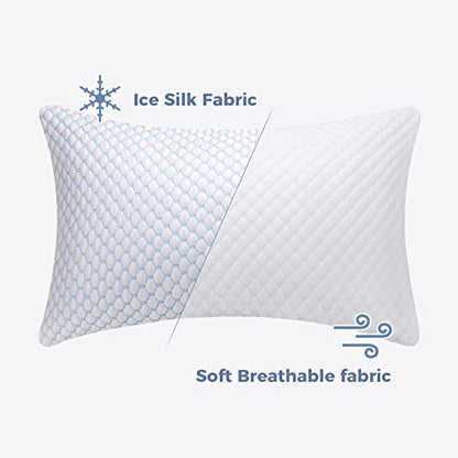 OSBED Shredded Memory Foam Pillows King Size 2 Pack | Neck pain relief, supportive, odorless, cooling pillow, adjustable, washable, CertiPUR-US hypoallergenic adult pillow - size: King (Pack of 2)