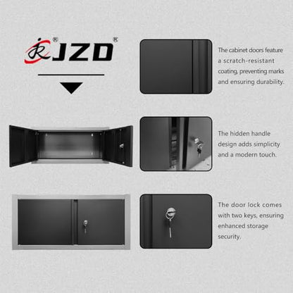 JZD Metal Wall Cabinet with Two Lockable Doors, Steel Wall Chest for Kitchen Warehouse Home Office Garage - size: M-03