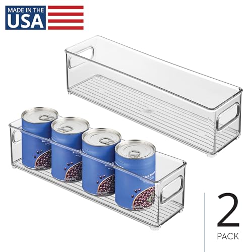 iDesign Stackable Fridge Bin with Handles, Set of 2, Clear | Ideal for Freezer or Pantry, Made in USA - style: Pack of 2