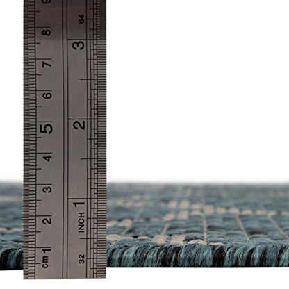 Unique Loom Outdoor Trellis Collection Area Rug (7' 1" x 10' Rectangle, Teal/ Gray) - color: Teal/Gray, size: 7'1" x 10' (Rectangular)