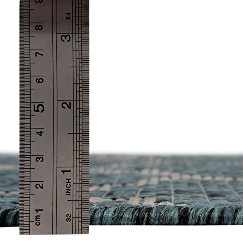 Unique Loom Outdoor Trellis Collection Area Rug (10' x 13' 1" Rectangle, Teal/ Gray) - color: Teal/Gray, size: 10' x 13'1" (Rectangular)