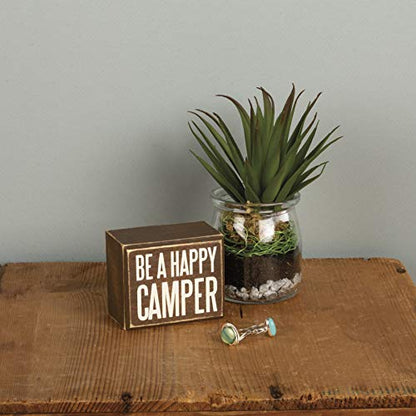 Primitives by Kathy Rustic Brown Box Sign, Happy Camper