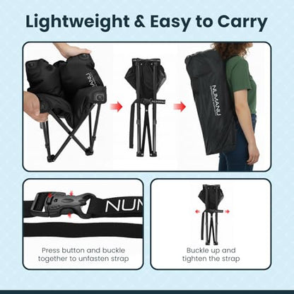 NUMANU 2-Pack Oversized Padded Camping Stool for Adults, Thick Padded 18.5" Heavy Duty Outdoor Camp Chairs with Anti-Slip Feet & Carry Bag, Folding Ottoman Foot Rest for Travel, Max 500lbs - size: 2PK (2x Seats)