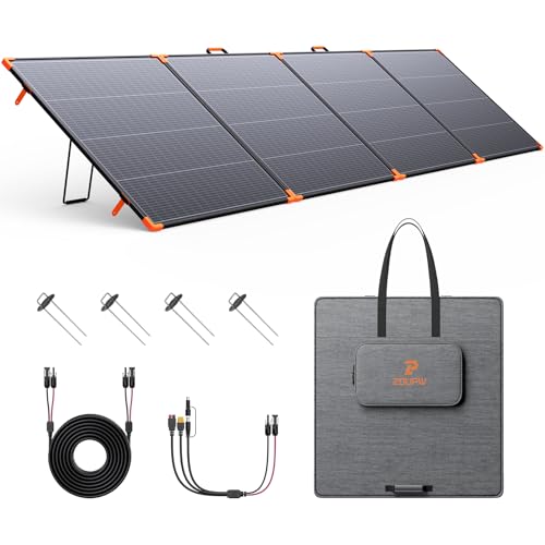 ZOUPW 480W Bifacial Portable Solar Panel,N-Type 16BB 25% Efficiency Foldable Solar Charger with Bypass Diodes for EcoFlow Delta/Bluetti/Anker C1000,IP68 Waterproof for Offgrid RV Home Backup - size: 480W