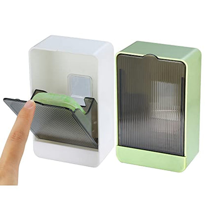 HANCELANT Bathroom Soap Dishes, 2 Pack Bar Soap Holder with Drain Wall Mounted Soap Box for Shower, Bathroom, Kitchen Sink, Keep Soap Bars Dry, Waterproof Dustproof, No Drilling, Adhesive Include - color: White+green