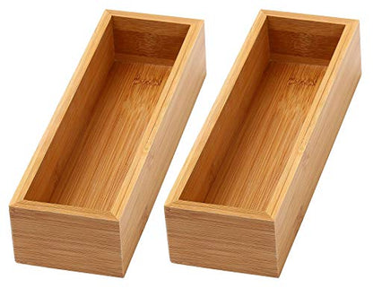 YBM HOME Bamboo Drawer Organizer Storage Box for Kitchen Drawer, Junk Drawer, Office, Bedroom, Children Room, Craft, Sewing, and Bathroom, 2 Pack 3x9x2 inch - size: 3x9x2 Inch ( Pack of 2 )