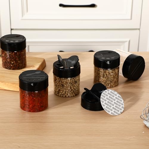 50 Pack 4 oz Spice Jars Plastic Clear Empty Bottles with Shaker Lids Bulk Reusable Seasoning Containers for Herbs Spices Powders Glitter - size: 4 oz