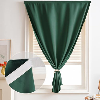 Self Adhesive Curtains - No Drilling, No Rod, Easy to Install Blackout Curtains for Window Blinds,Bedroom(Dark Green 35 * 59in-1P) - color: Dark Green, size: 35"W x 59"L (Pack of 1)