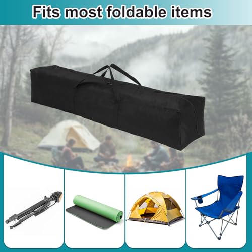 HARFINGTON 2pcs Camping Chair Replacement Bag 47.2" x 7.9" Folding Chair Carry Bag Oxford Cloth Storage Tent Bag with Handle Strap for Travel Outdoor Camping Sports, Black - size: 47.2" x 7.9"