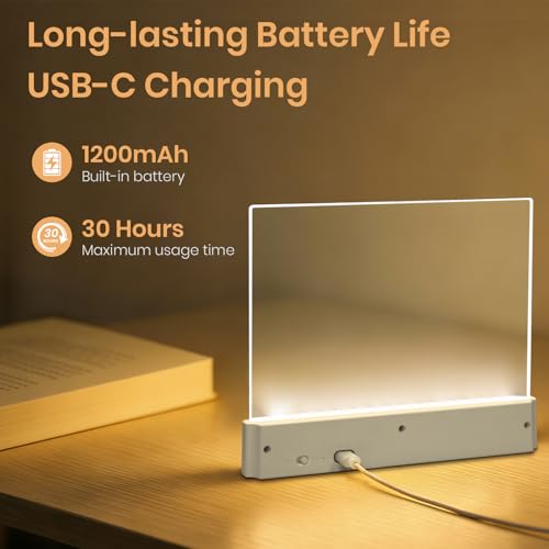 Book Light, Rechargeable Clear LED Flat Reading Light for Reading in Bed at Night with 3 Colors & Timer, Dimmable Full Page Panel Plate Lamp, Bookish Gifts for Readers Kids Women Men (White) - color: White