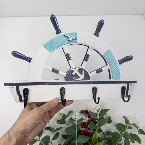 Dog Leash Holder for Wall Mount, Farmhouse Wooden Dog Claw Hooks, Paws Key Rack Accessories for Rustic Home Decor (Nautical) - size: Nautical