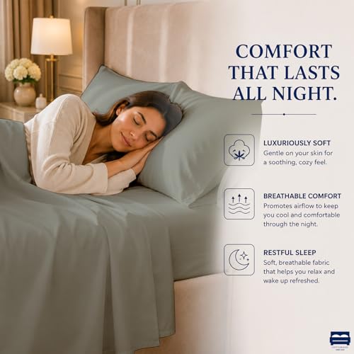 Cottingon, Premium 100% Egyptian Cotton 4 PC Sheet Set 15" Deep, Light Grey-Full XL - color: Light Grey Solid, size: Full Xl:54"x 80"