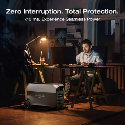 EF ECOFLOW Delta 3 Ultra Portable Power Station with 400W Solar Panel, 3072Wh LiFePO4 Battery, 3600W (Surge 7200W) Output, Solar Generator for Home Use, Camping Accessories, Emergencies & RV Backup - style: DELTA 3 Ultra+400W Solar Panel