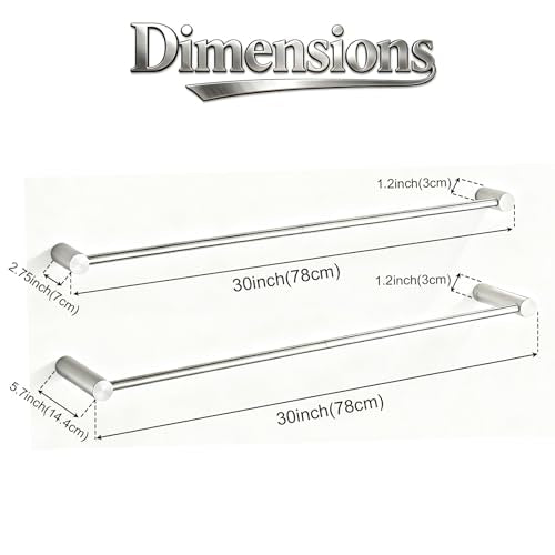 Towel Racks for Bathroom, NEWRAIN 30 inch Double Bath Towel Bar Wall Mounted, Stainless Steel Kitchen Towel Holder, Brushed Nickel Towel Rod Towel Rail Hange - color: Brushed Nickel, style: Double Bar