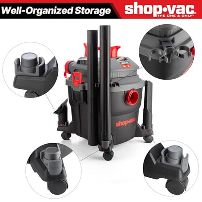 Shop-Vac 6 Gallon 5 Peak HP Wet/Dry Vacuum, Portable Shop Vacuum with Attachments for Jobsite, Garage & Workshop. 5430097 - size: 6 Gallon