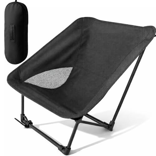 Portable Camping Chair for Young Adults and Teens, Holds 220 LB, Lightweight & Compact Foldable Camp Chair for Backpacking Travel, Outdoor Folding Chair for Beach, Sports, Fishing, Lawn & Concert