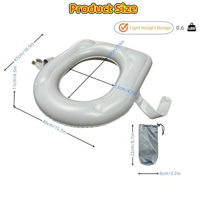 Inflatable Travel Toilet Seat Riser, Portable Toilet Seat Cushion with Suction Cups for Travel, RV, Camping - Comfortable Potty Seat (Grey)