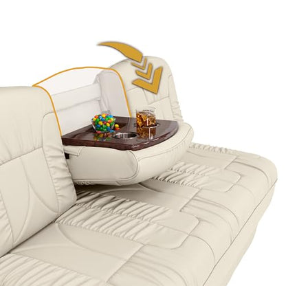 De Leon Console DX RV Sofa Bed, 72" Wide, Ultimate Leather, Bisque - color: Bisque, size: 72"