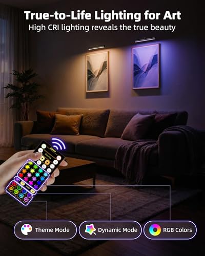 EZVALO 13 Inch Wireless Picture Lights, 4000mAh Rechargeable Battery RGB Colors Lights with Remote, Dimmable 3 Color Temps LED Painting Lights for Living Room, Bedroom (Black, 2Pack) - color: RGB Black