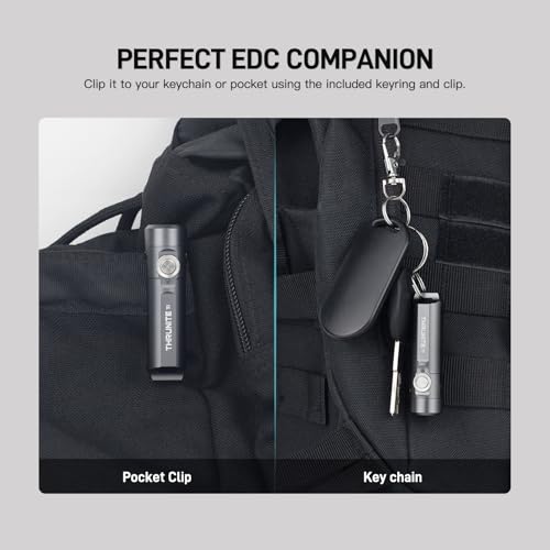 ThruNite Ti USB-C Rechargeable Keychain Flashlight, 650 Lumens(2PCS) | 5 Brightness Modes, IPX-6 Waterproof, 6061-T6 Aluminum, 26.5g Pocket Mini Light for EDC Camping & Everyday Carry - color: Grey (2PCS)