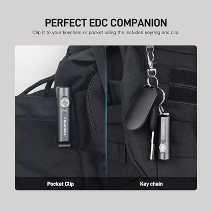 ThruNite Ti USB-C Rechargeable Keychain Flashlight, 650 Lumens(2PCS) | 5 Brightness Modes, IPX-6 Waterproof, 6061-T6 Aluminum, 26.5g Pocket Mini Light for EDC Camping & Everyday Carry - color: Grey (2PCS)