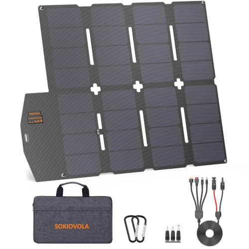 SOKIOVOLA 100W Portable Solar Panel MC-4 Foldable Solar Panel Charger Kits 18V IP68 Waterproof Lightweight and Compact for Small Power Station RV Travel Outdoor Activities - color: 100 Silver Grey