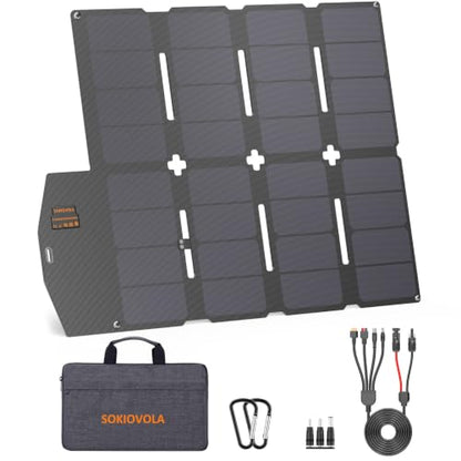 SOKIOVOLA 100W Portable Solar Panel MC-4 Foldable Solar Panel Charger Kits 18V IP68 Waterproof Lightweight and Compact for Small Power Station RV Travel Outdoor Activities - color: 100 Silver Grey