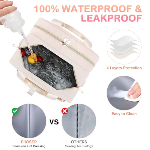 PIIOSER Breastmilk Cooler Bag with Ice Pack, Fits 6 Baby Bottles Up to 9 Ounce, Insulated Bottle Travel Bags with Shoulder Strap-Wearable Breast Pump Carrying Case for Nursing & Working Moms - color: Cream
