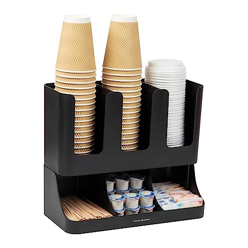 Mind Reader Condiment Station, 13 Inch Countertop Coffee Bar Organizer with 6 Compartments, Storage Caddy for Cups, Lids and Packets, Plastic, Black - color: Black, size: 6-Compartment, 13" L x 6.4" W x 11.5" H