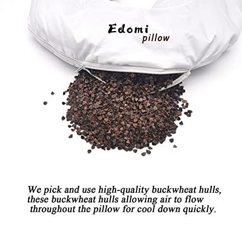 Buckwheat Neck Pillow for Sleeping U Shaped Pillow Cooling Travel Head Support Pillow for Neck Pain Relief Side Sleepers Buckwheat Hulls Concealed Zipper (12x12 inch, Light-tan) - color: Plain-lighttan
