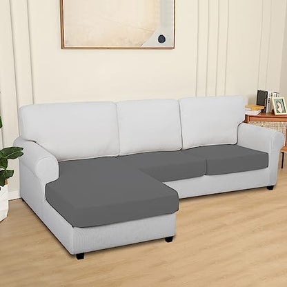 Easy-Going 100% Waterproof 3 Pieces Couch Cushion Covers for Sectional Sofa Left/Right L Shape Chaise Lounge Sofa Seat slipcover Anti-Slip Sofa Cover (2 Seater + 1 Chaise, Gray - color: Grey, size: 2 Seater + 1 Chaise