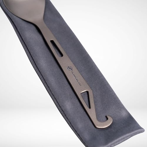FlipFuel Titanium Spork – Ultralight Backpacking & Camping Utensil, Reusable Travel & EDC Spork with Multi-Function Hook