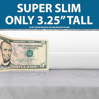 Bluewave Bedding Super Slim Gel Memory Foam Pillow for Stomach and Back Sleepers - Thin, Flat Design for Cervical Neck Alignment and Deeper Sleep (3.25-Inches Height, Standard Size) - style: 3.25"H Super Slim (Standard)