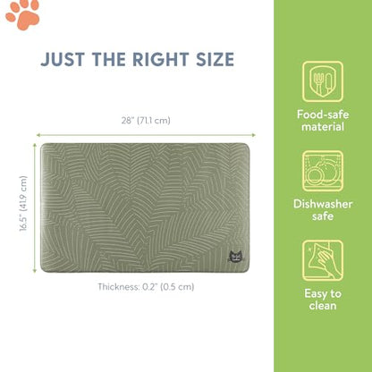 The Cat Ladies Cat Feeding Mat - Waterproof & Dishwasher Safe Small Pet Eating Placemat - Cat & Dog Food Mats for Food and Water Bowl - Protect Floors from Mess - Tropical Leaves - color: Tropical Leaves B