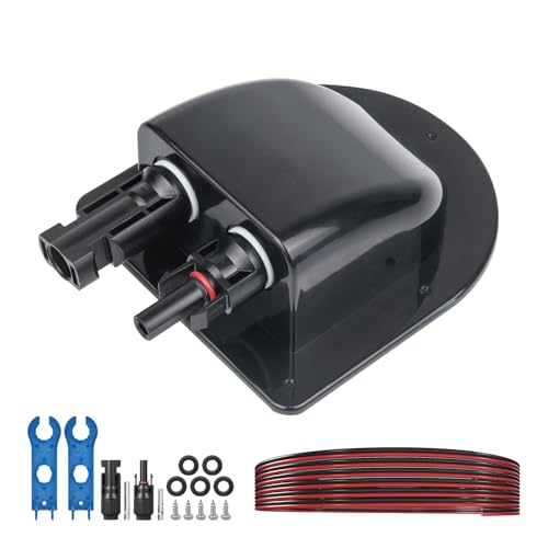 Solar Cable Entry Gland with 10Awg Copper Solar Cable and Solar Connector,UV Resistance Dual Cable Entry Housing for Solar RV Boats Yacht Roofs (Black 20FT) - color: Black, size: 20ft