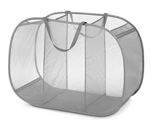 Whitmor Mesh Popup Laundry Hamper 3 Compartment Sortable Horizontal Collapsible Laundry Basket for Clothes Laundry Room Bedroom - size: 23.25"L x 13.5"W x 33.5"H