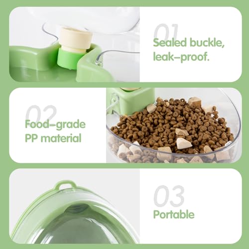 Small Dog Food and Water Bowl for Travel, Green, 2-in-1 Portable Collapsible Dog Feeder for Capming, Walking, Hiking, Food-Grade PP Material, Cute Smiley Face Design for Cats and Dogs