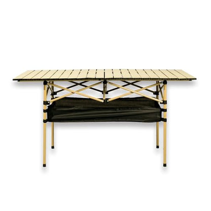 Outdoor Folding Table, Built-in Storage & Carry Bag | Ultralight 7.93LBS, 225LBS Heavy Duty, Aluminum Top, Carbon Steel Frame, for Camping, Picnic, Beach, BBQ - color: Yellow