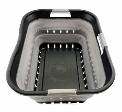 SAMMART 42L (11 gallon) Collapsible Plastic Laundry Basket - Foldable Pop Up Storage Container/Organizer - Space Saving Hamper/Basket (Black/Alloy Grey) - color: Black/Alloy Grey